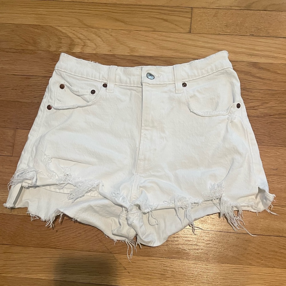 A&F High Waisted White Jean Shorts